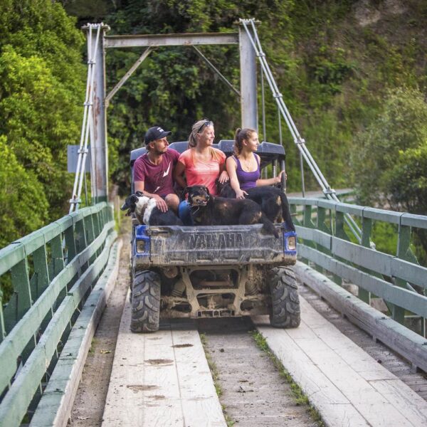 Group on a quad bike. Blue Duck Station, Stray Tour New Zealand