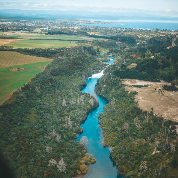 Huka Falls from the air, Intro Tour, New Zealand Adventure Tour