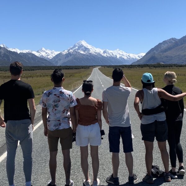 Group at Mt Cook, South Island, New Zealand. on small group tour on our tours south island, new zealand, Real Kiwi Adventures Picture